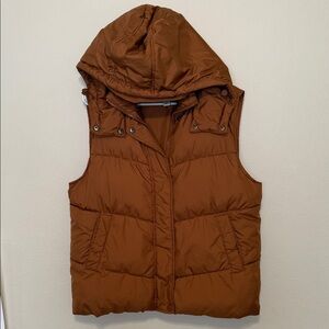 Brown Hooded Puffer Vest